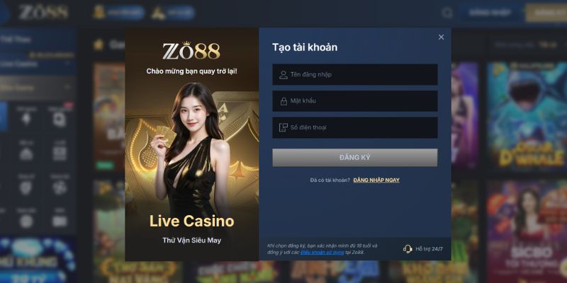 Cách đăng ký ZO88 chưa đến 3 phút